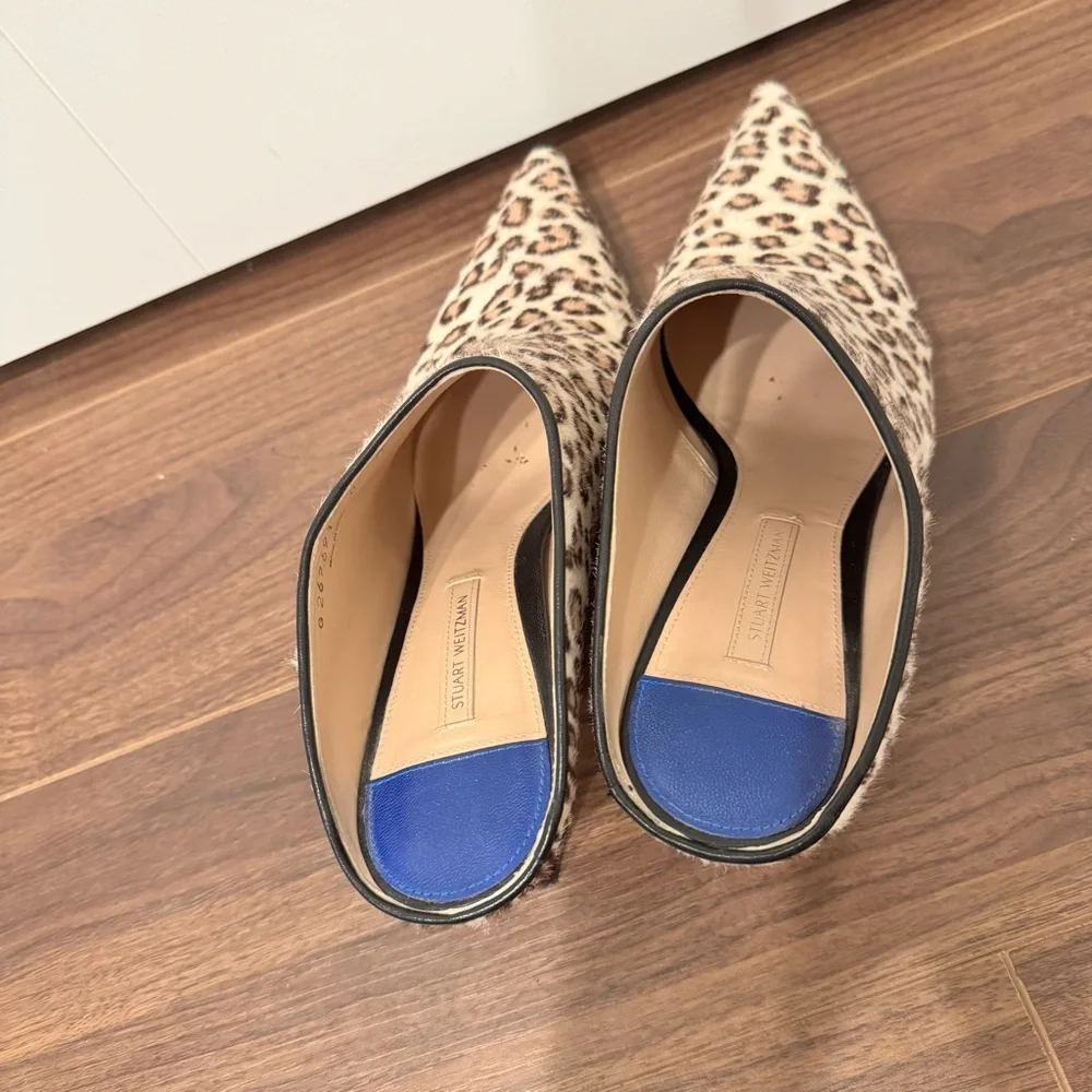 Stuart Weitzman Leopard Print Mules Sz 8 - Picture 7 of 10
